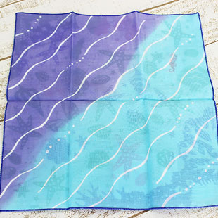 Reversible, hand-dye handkerchief,  Ocean 