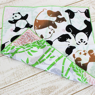 Reversible, hand-dye handkerchief,  Pandas 